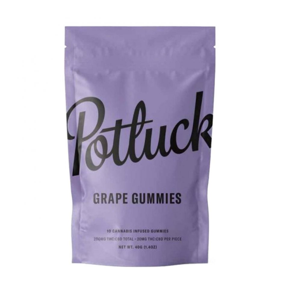 Potluck Gummies- Grape- 200mg THC:CBD