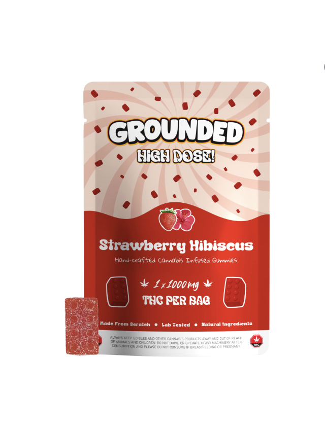 Grounded High Dose Bricks – Strawberry Hibiscus 1000mg Gummy