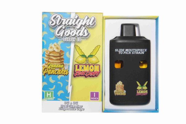 * New LCD Screen* Straight Goods Dual Chamber Vape – Banana Pancakes + Lemon Rock Candy (3 Grams + 3 Grams)