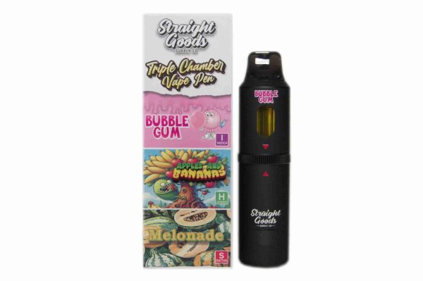 * New * Straight Goods Triple Chamber Vape – Bubble Gum + Apples and Banana + Melonade (3 Grams + 3 Grams + 3 Gram)