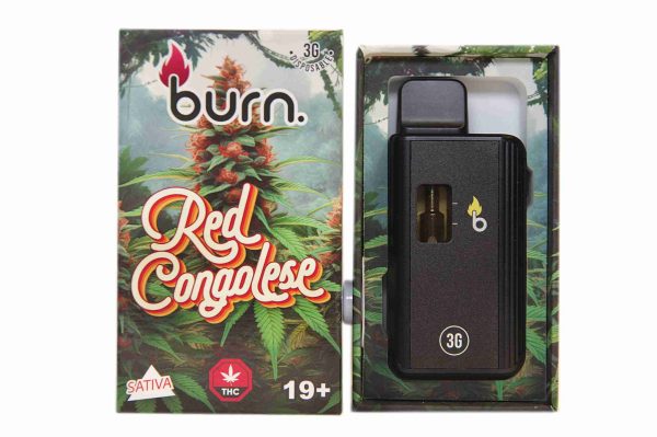 * New Strain * 3 Gram Burn Disposable Vapes – Red Congolese (Sativa) (3 Gram)