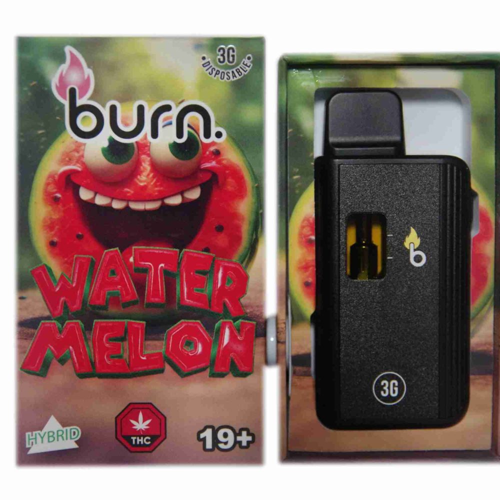 * New Strain * 3 Gram Burn Disposable Vapes – Watermelon (Hybrid) (3 Gram)