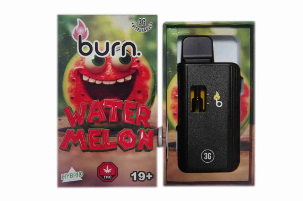 * New Strain * 3 Gram Burn Disposable Vapes – Watermelon (Hybrid) (3 Gram)