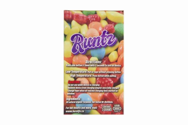 * New Strain * 3 Gram Burn Disposable Vapes – Runtz (Hybrid) (3 Gram) - Image 2