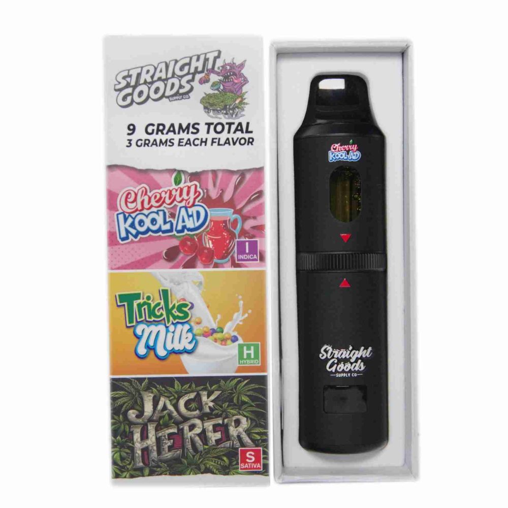 * New * Straight Goods Triple Chamber Vape – Cherry Kool Aid + Jack Herer + Tricks Milk (3 Grams + 3 Grams + 3 Gram)