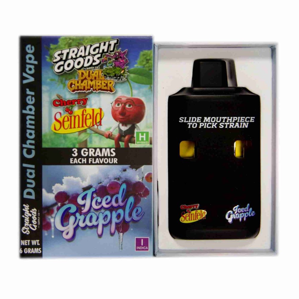 * New * Straight Goods Dual Chamber Vape – Cherry Seinfeld + Iced Grapple (3 Grams + 3 Grams)