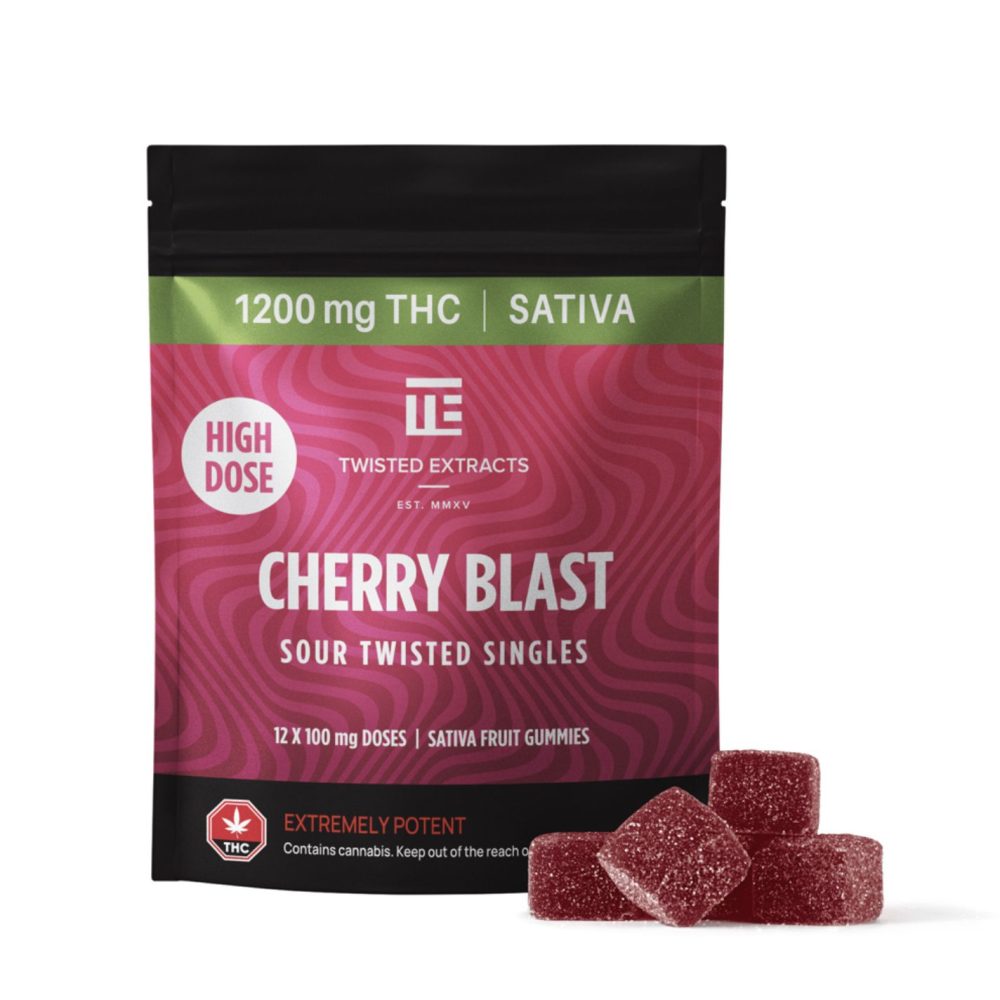 Cherry Blast High Dose Twisted Singles (1200 Mg THC, Sativa)
