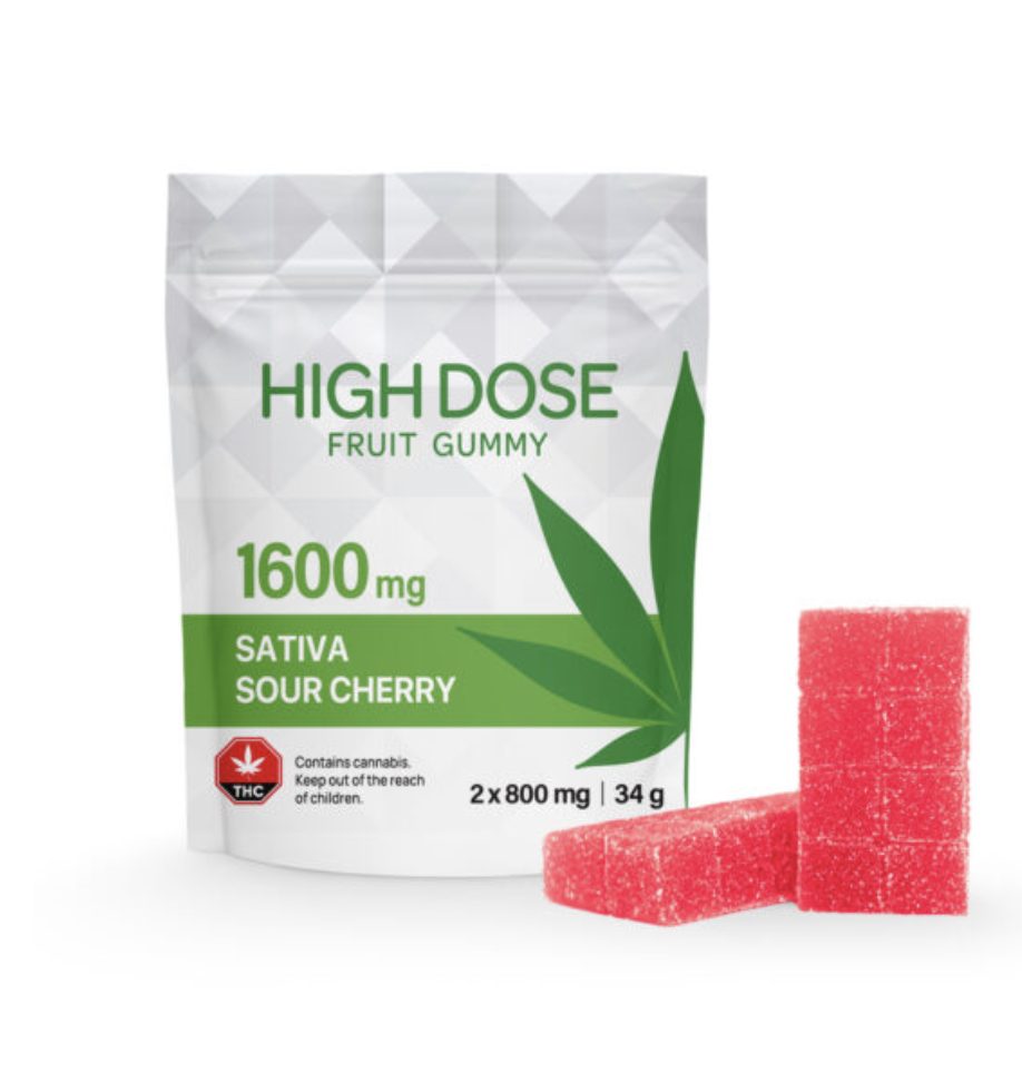 High Dose – EXTREME STRENGTH CHERRY FRUIT GUMMIES (1600MG THC, SATIVA)