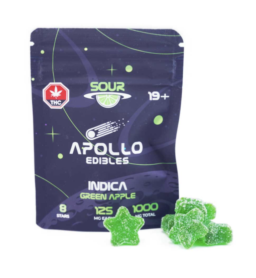 Apollo Edibles – Sour Green Apple Shooting Stars 1000mg THC Sativa