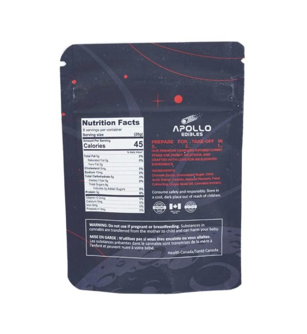 Apollo Edibles – Sour Cherry Shooting Stars 1000mg THC Sativa - Image 2