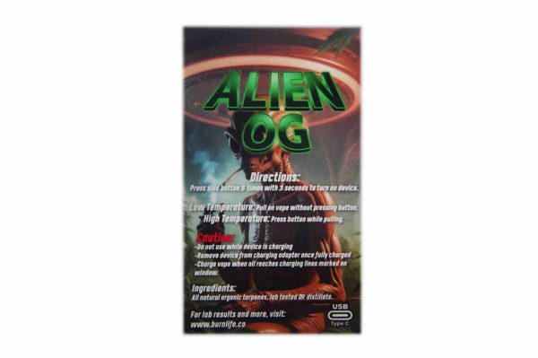 3G Disposable Vape Pen - Alien OG (Hybrid) (Burn) - Image 2