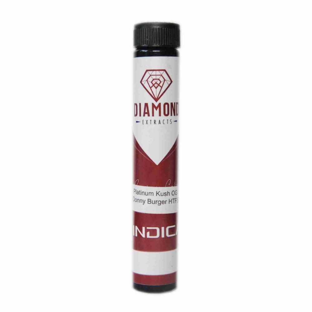 Diamond Concentrates Indica Pre Rolled HTFSE Joints – Platinum Kush OG X Donny Burger (3 x 1 Gram Joints)
