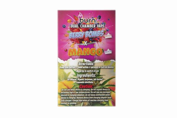 6 Gram Dual Chamber Burn Disposable Vape – Berry Bomb + Mango (3+3 Gram) - Image 2