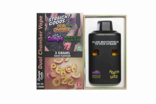 * New * Straight Goods Dual Chamber Vape – Grape Stank + Peach Ozz (3 Grams + 3 Grams)