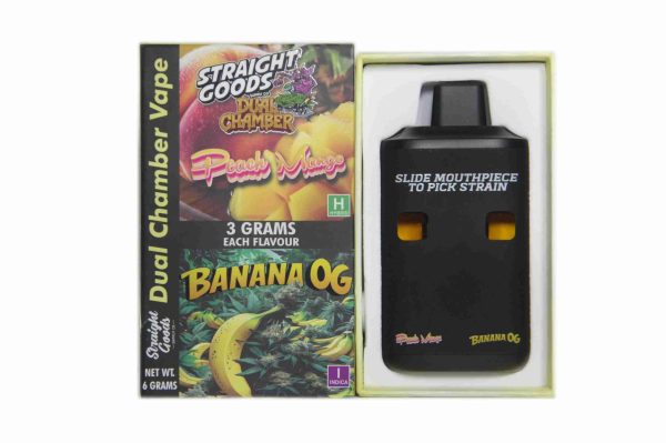 * New * Straight Goods Dual Chamber Vape – Peach Mango + Banana OG (3 Grams + 3 Grams)
