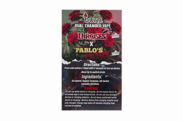 6 Gram Dual Chamber Burn Disposable Vape – 11 Roses + Pablo’s Revenge (3+3 Gram) - Image 2