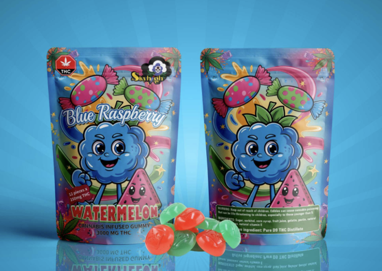 * New * Sky High Edibles – Blue Raspberry + Watermelon Gummy 3000mg THC