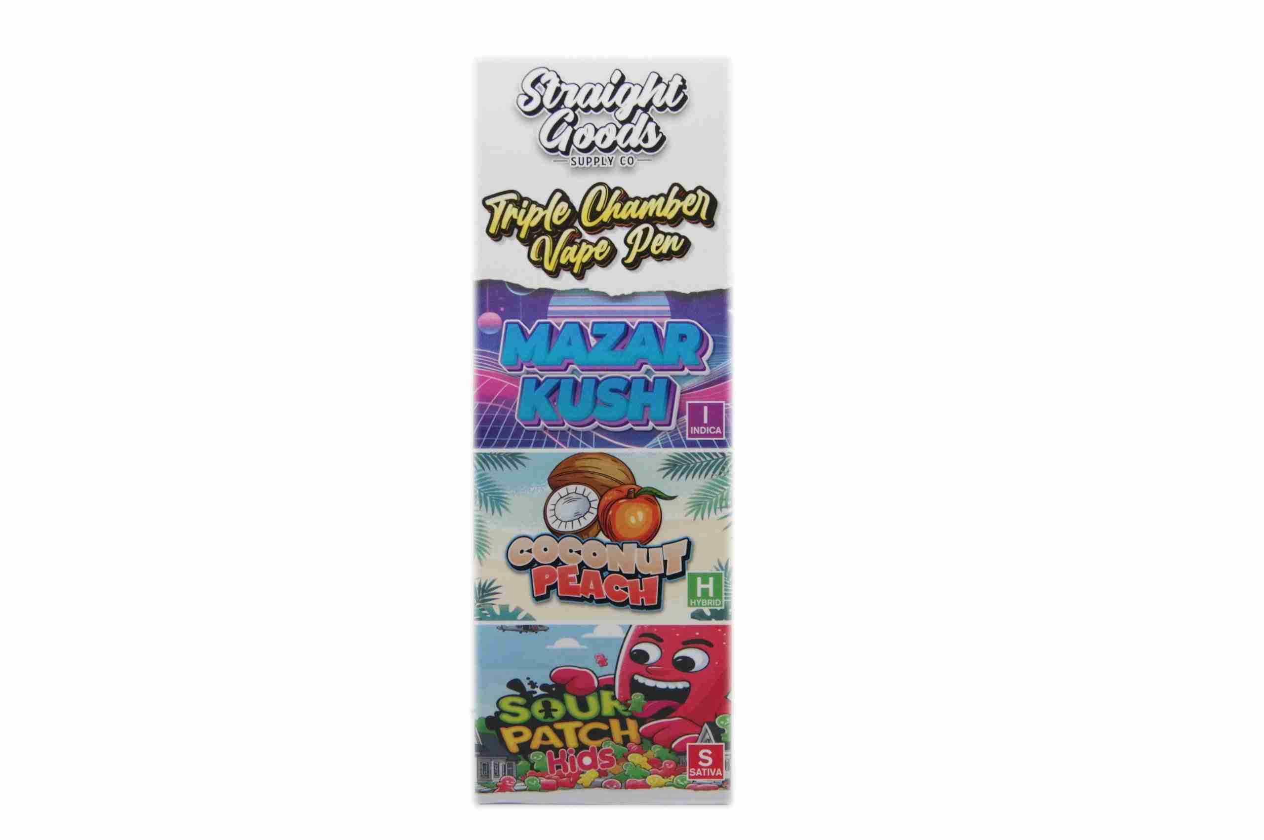 * New * Straight Goods Triple Chamber Vape – Mazar Kush + Sour Patch Kids + Coconut Peach (3 Grams + 3 Grams + 3 Gram) - Image 2