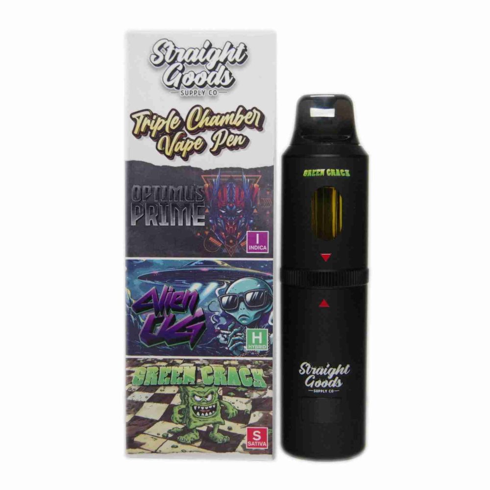 * New * Straight Goods Triple Chamber Vape – Optimus Prime + Alien OG + Green Crack (3 Grams + 3 Grams + 3 Gram)