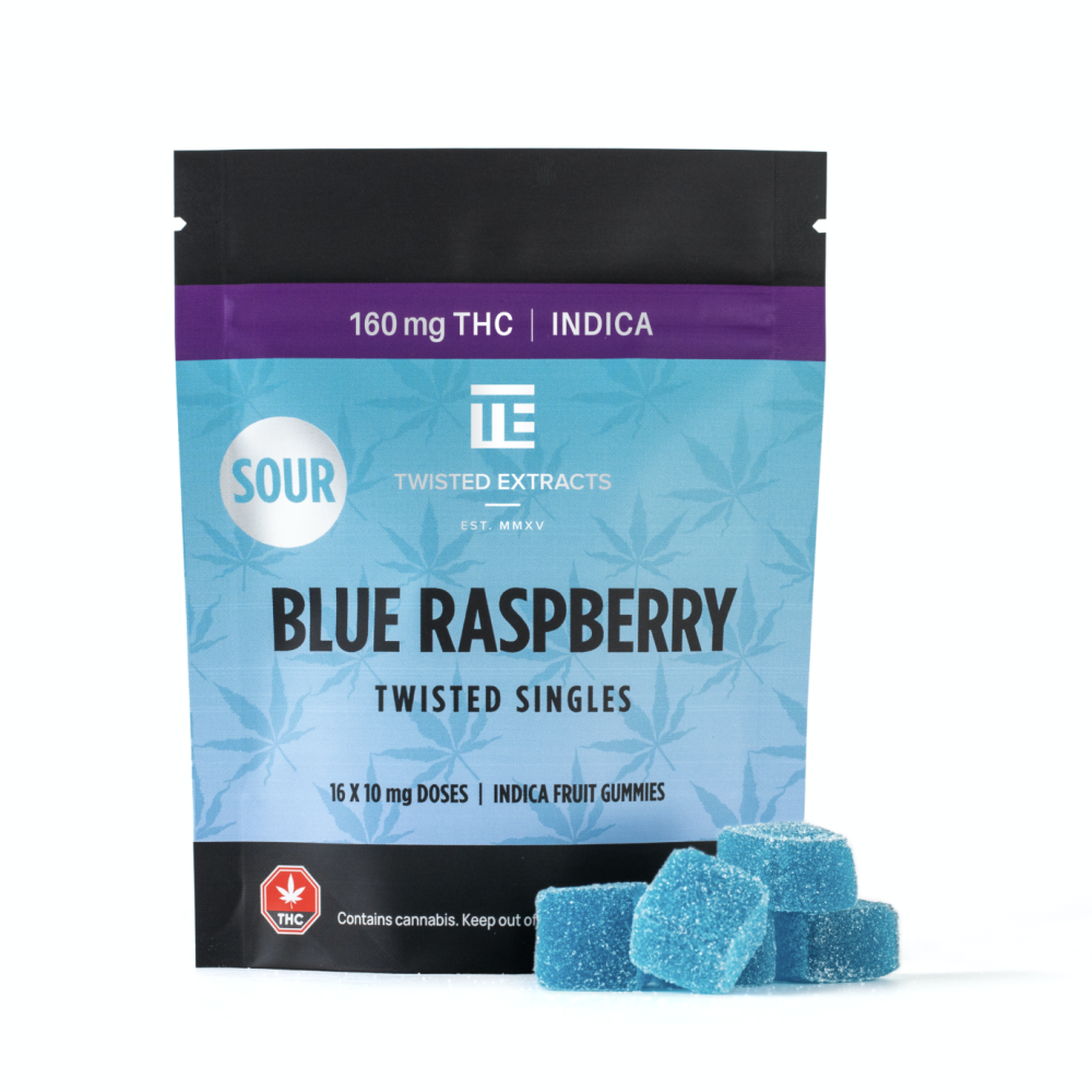 Twisted Extracts – Sour Blue Raspberry Twisted Singles (160 mg THC, Indica)