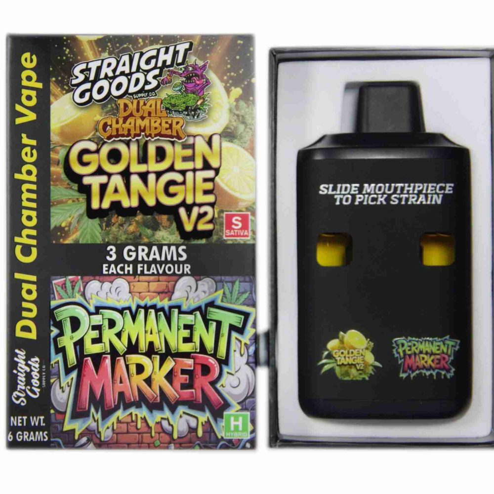 * New * Straight Goods Dual Chamber Vape – Golden Tangie V2 + Permanent Marker (3 Grams + 3 Grams)3