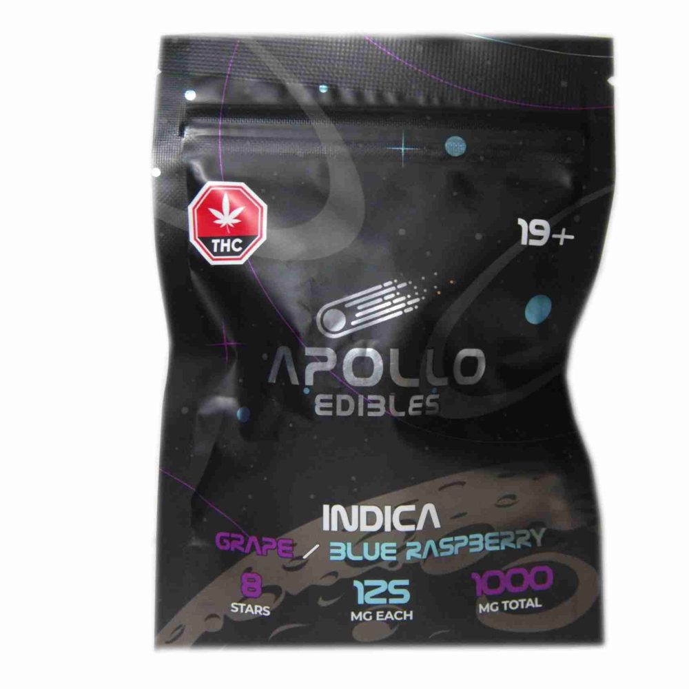 Apollo Edibles – Grape/Blue Raspberry Shooting Stars 1000mg THC Indica