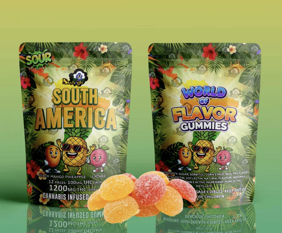 Sky High Edibles – World of Flavor Gummies – South America (1200mg THC)