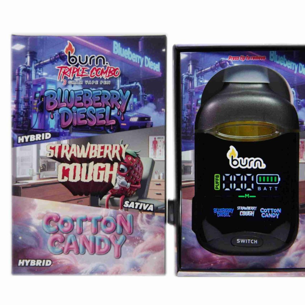 * New * Burn Triple Threat – Blueberry Diesel + Strawberry Cough + Cotton Candy (3 Gram)