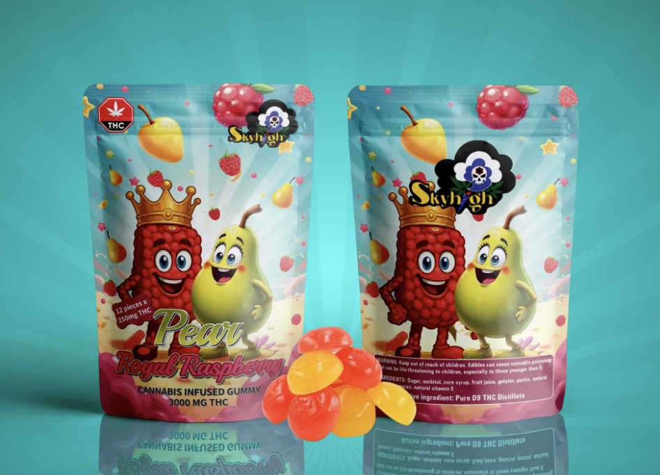 * New * Sky High Edibles – Pear + Royal Raspberry Gummy 3000mg THC