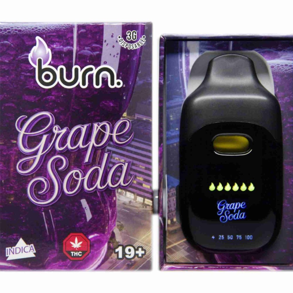 *New* Burn LCD Disposable – Grape Soda (3 Gram) (Indica Dominant Hybrid)