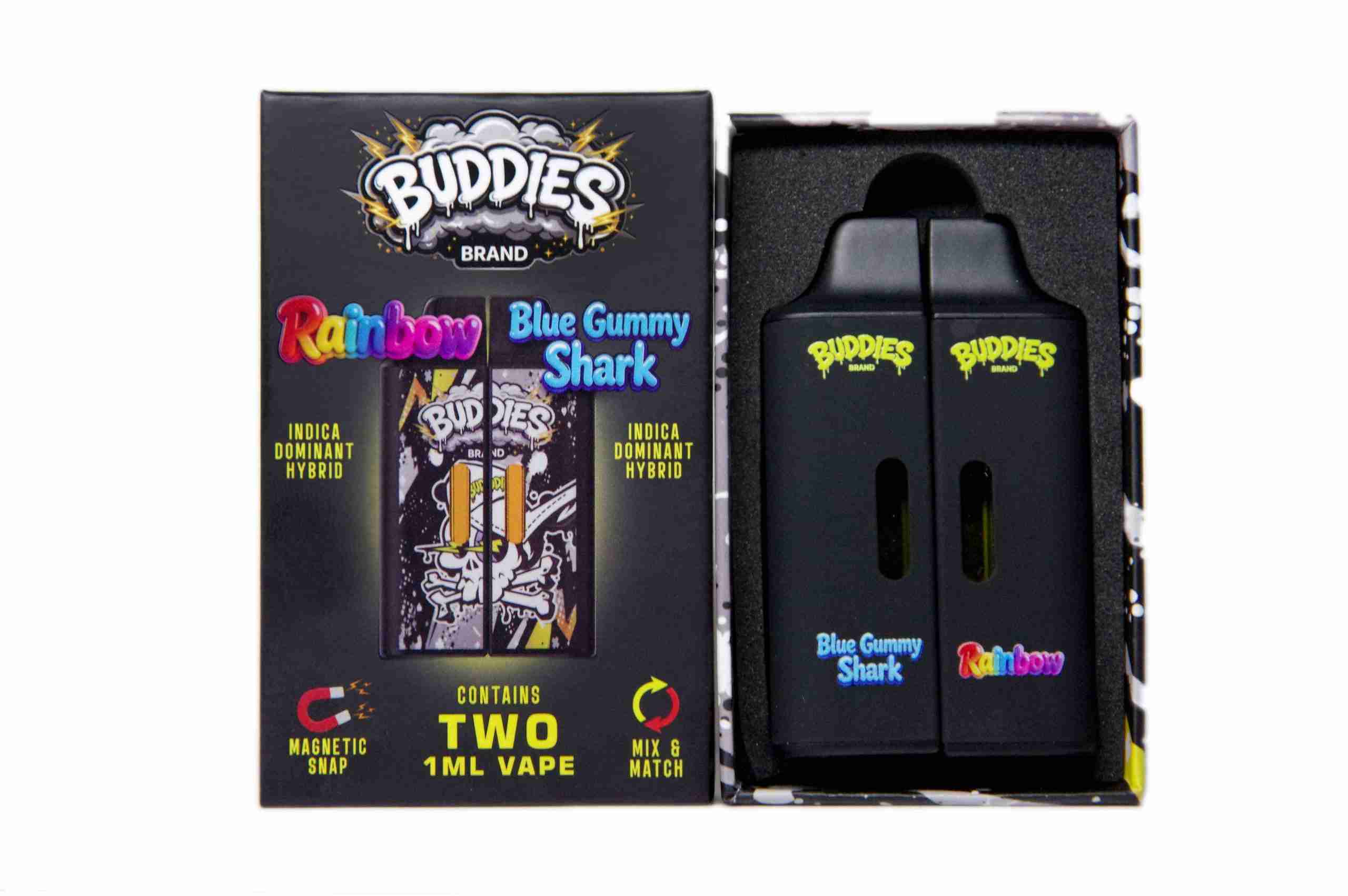 * New* Buddies Brand by Straight Goods – Rainbow + Blue Gummy Shark (1ml + 1ml)