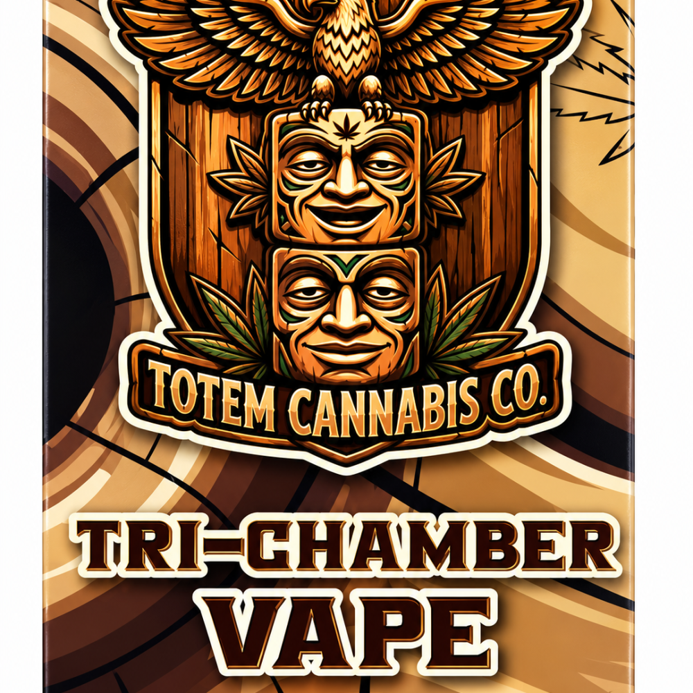 Alternative view of Totem Cannabis Co. Tri Chamber Vape – Slurricane IX (Hybrid) x Tropicana Cookies F2 (Sativa Dominant Hybrid) + Papaya Bomb (Hybrid) (3 x 1 Gram)